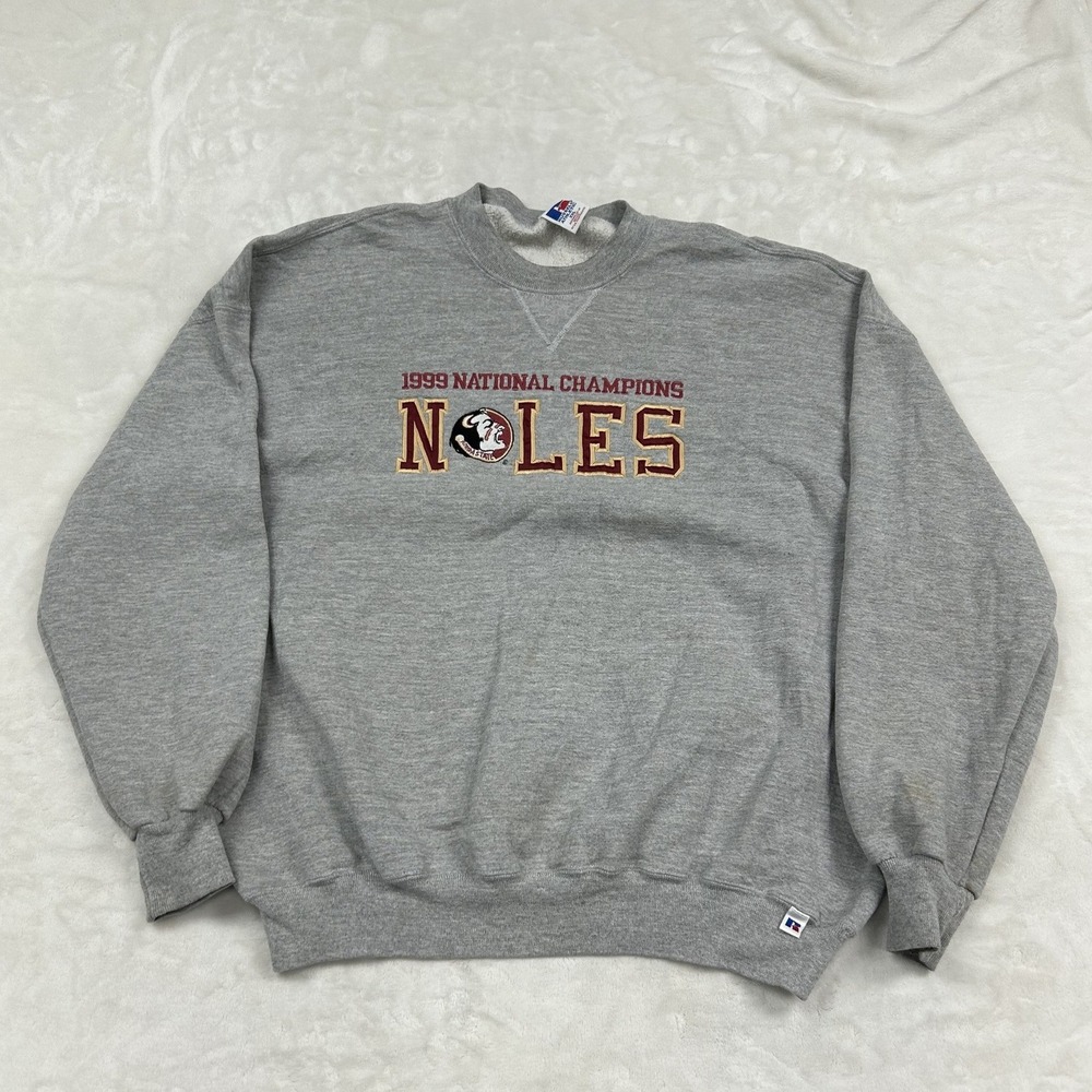 Russell Athletic Sweatshirt Mens XXL Gray 1999 FSU National Champions Noles